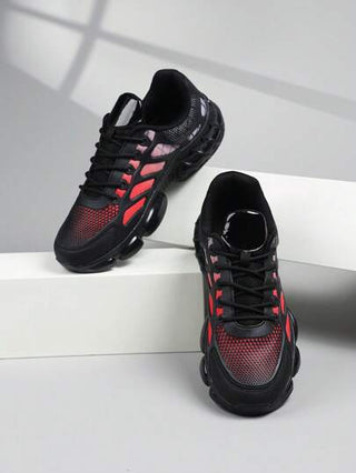 أحذية رياضية منخفضة البطانة للرجال، أحذية كاجوال للرجال للجري والمشي، أحذية رياضة ذات لون تدرجي أحمر أنيقة، أحذية رياضية للملابس الشارعية