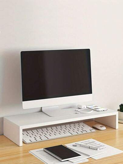 أثاث مكتبي قاعدة خشبية للشاشة الرقابية لمكتب، من طراز الرفوف الخشبية، خزانة تخزين للمكتب والكمبيوتر وشاشة التلفاز، توفير مساحة المكتب، قاعدة رفع الكمبيوتر مع إدارة لوحة المفاتيح، لاستخدام المكتب والمدرسة والسكن الجامعي، لوازم مدرسية، عودة إلى المدرسة