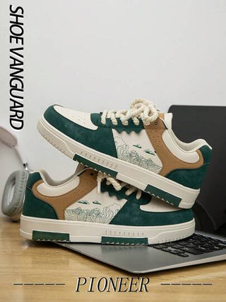 أحذية تزلج كاجوال عشوائية الطباعة الملونة للرجال، أحذية رياضية كاجوال للمراهقين بطراز مدرسي رومانسي للاستخدام الخارجي