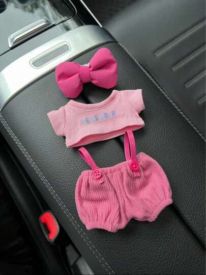 3 قطع (الملابس فقط) طقم صيفي لابوبو مع الأكسسوارات الشعر والنظارات والسراويل والكبارى الاحمر