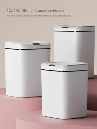 صندوق قمامة ذكي بغطاء أوتوماتيكي بمستشعر الأشعة تحت الحمراء، بسعة 12 لتر / 14 لتر / 16 لتر، من بلاستيك مقاوم للماء ومانع للروائح، يعمل ببطاريتي AA (غير مرفقة)، مناسب للمطبخ والمكتب وغرفة المعيشة والحمام والغرفة