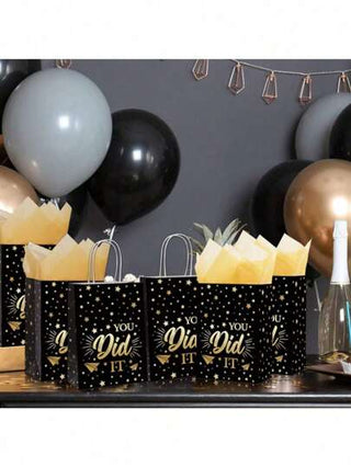 10/ 5 حقيبة ورقية بموضوع التخرج، أكياس هدايا من الورق الكرافت، أكياس هدايا حفلة عيد الميلاد، حقيبة تسوق للمجوهرات، أكياس هدايا تخرج مع تهاني، عبوة هدايا الحفلة، حقائب يدوية، أكياس ورقية للحلوى، لوازم ديكور الحفلة