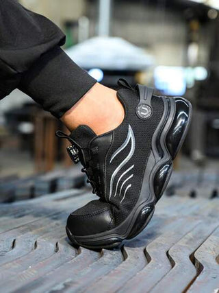 UMBURLLY أحذية عمل رجالية ذات رؤوس من الصلب، مقاومة للكسر والثقب، تنفس جيد، مناسبة لجميع الفصول، أحذية عمل كاجوال بأزرار