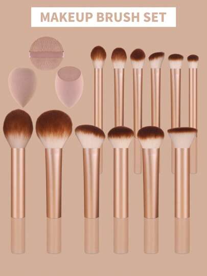 15حبة/13حبة/11حبة/8حبة/6حبة مجموعة فرش مكياج ، تشمل فرشاة البودرة ، فرشاة أحمر الخدود ، فرشاة البرايتر ، فرشاة ظلال العيون ، فرشاة الرموش ، فرشاة قلم تحديد الشفاه ، إسفنجة المكياج المائلة ، إسفنجة المكياج المستديرة ، وسادة البودرة المستديرة ، وسادة...