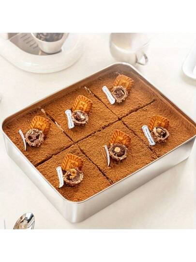 أطباق الخبز المستطيلة من الفولاذ المقاوم للصدأ، بشكل مربع، مانع للالتصاق، متينة، مناسبة لعمل التيراميسو واللازانيا والحلويات