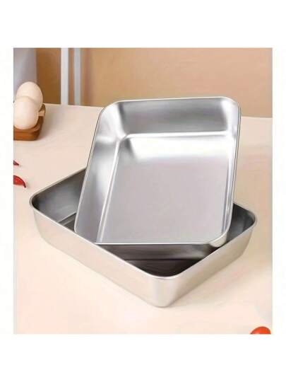 أطباق الخبز المستطيلة من الفولاذ المقاوم للصدأ، بشكل مربع، مانع للالتصاق، متينة، مناسبة لعمل التيراميسو واللازانيا والحلويات