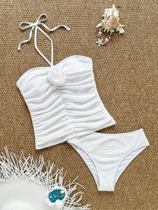 طقم تانكيني حريمي Swim 2 قطعة من مجموعة البكيني الأنيقة والبسيطة مع ملابس علوية أشرطة سباغيتي مزين بالزهور والأسفل