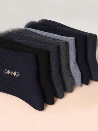 5 أزواج جوارب رجالية كلاسيكية سوداء وبيضاء ورمادي قابلة للتنفس، مجموعة عشوائية