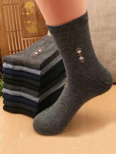 5 أزواج جوارب رجالية كلاسيكية سوداء وبيضاء ورمادي قابلة للتنفس، مجموعة عشوائية