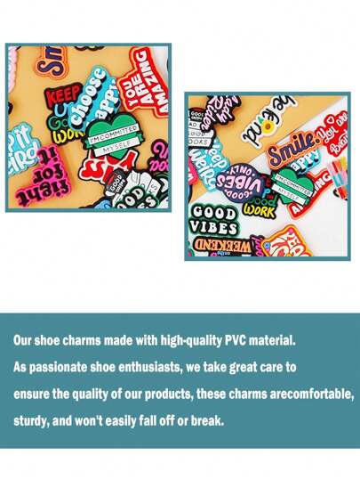 22 قطعة من سلسلة الكلمات الملهمة، تعليقات للأحذية والصنادل، اكسسوارات DIY للأحذية، جودة عالية وشعبية، هدية رائعة للمراهقين والرجال والنساء والبالغين
