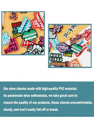 22 قطعة من سلسلة الكلمات الملهمة، تعليقات للأحذية والصنادل، اكسسوارات DIY للأحذية، جودة عالية وشعبية، هدية رائعة للمراهقين والرجال والنساء والبالغين