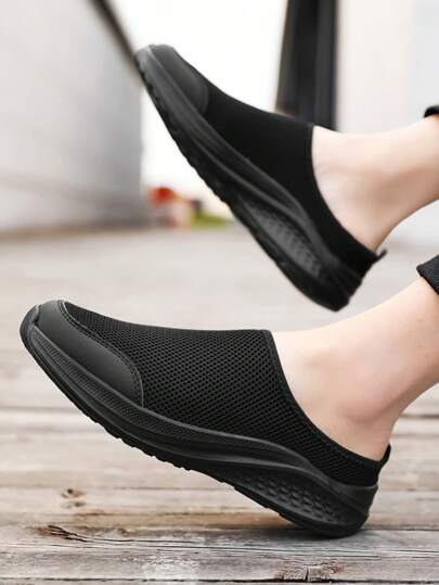 قطعتان حذاء رياضي كاجوال للرجال متعدد الاستخدامات، خفيف الوزن، لطيف، قابل للتنفس بتصميم شبكي للأحجام الكبيرة