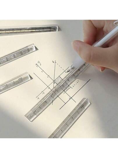 أدوات مكتبية ومدرسية مسطرة ثلاثية الأبعاد مصنوعة من الأكريليك الشفاف، أداة قياس خفيفة الوزن مناسبة للمكتب والمدرسة، مستلزمات مدرسية للعودة إلى المدرسة