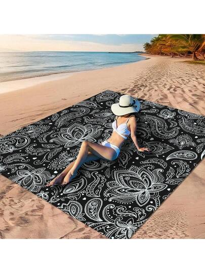 قطعة واحدة من البساط الشاطئي المزخرف بطراز البيضاوي الأبيض والأسود ، اختيار ممتاز للراحة على الشاطئ ، بحجم كبير ، بأسلوب بوهيمي ، مصنوع من مادة بوليستر 100٪ ، مستطيل ومربع ، مقاوم للماء وسريع الجفاف ، يمكن غسله في الغسالة ، مناسب جدًا للرحلات البرية...