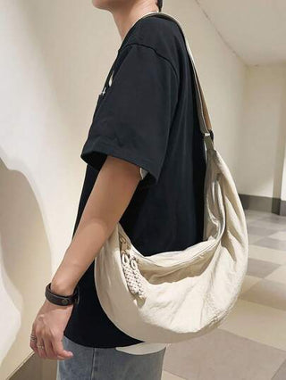 peach tree حقيبة كتف جلدية عبر الجسم ذات سعة كبيرة وحزام قابل للتعديل ، بتصميم بسيط عصري بلون واحد، ذات جيوب متعددة بطراز قديم، للاستخدام اليومي والتسوق، مصنوعة من نايلون مقاوم للماء وخفيفة الوزن قطعة واحدة