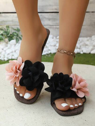 نعال نسائية جديدة مسطحة وموضة للشاطئ/خارج المنزل متعددة الأغراض كاجوال بطبعات زهرية