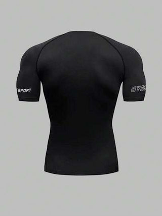 Manfinity Sport Corelite تي شيرت رياضي آستنس قصير الأكمام مع طباعة رسم العنكبوت للرجال