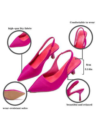 صندل نسائي ذو كعب قطة مدبب، سهل الارتداء والخلع ذو كعب عال