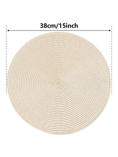 1 قطعة/4 قطع/6 قطع بمقاس 15 بوصة حصيرة طاولة مستديرة من البولي بروبلين المنسوج، قابلة للغسل مانعة للانزلاق ومقاومة للحرارة، مناسبة لتزيين طاولة الطعام المنزلية وحفلات المناسبات