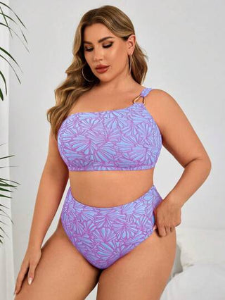 Swim Chiccia مجموعة بكيني للمرأة البدينة قطعتين من لون واحد بأربطة كتف بسيطة للعطلات