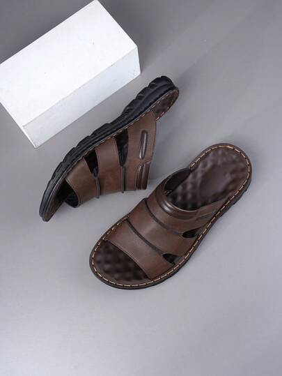 صنادل رجالية كاجوال عصرية مسطحة، نعل مريح قابل للانزلاق للاستخدام المنزلي/الشاطئ، مع نعل مقاوم للانزلاق وقابل للتنفس، مناسبة للربيع والصيف