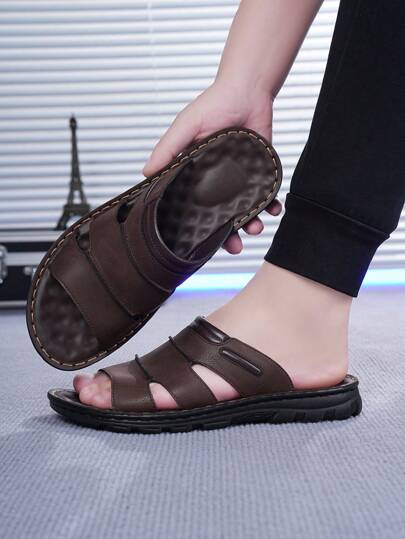 صنادل رجالية كاجوال عصرية مسطحة، نعل مريح قابل للانزلاق للاستخدام المنزلي/الشاطئ، مع نعل مقاوم للانزلاق وقابل للتنفس، مناسبة للربيع والصيف