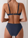 طقم تانكيني حريمي Swim Chiccia طقم بكيني من اللون الأحادي التصميم متنوع الطيات حول الأحزمة