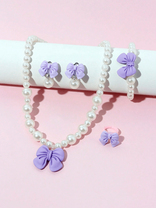 مجموعة مجوهرات بومة من 5 قطع للفتيات تتكون من عقد وسوار وأقراط وخاتم , بتصميم بسيط وعملي