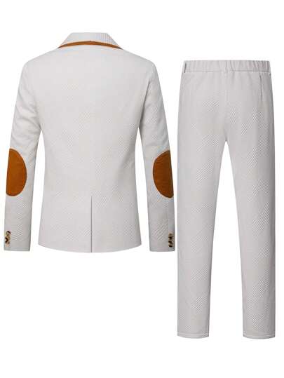 Manfinity Mode بدلة رجالية تشمل جاكيت ذات ياقة لاصقة وأكمام طويلة وبنطال