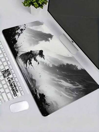 SHEIN قطعة واحدة سجادة مكتبية للألعاب الحربية متعددة الاستخدامات، لوحة ماوس، وسادة الماوس، وسادة ماوس لأجهزة الكمبيوتر، وبساط كبير لأجهزة الكمبيوتر المكتبية، لتجهيزات اللاعبين والمكتب والرجوع إلى المدرسة