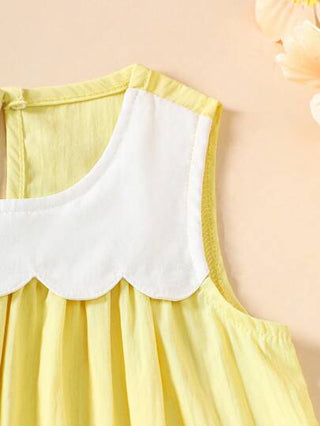 فساتين بيبي Souflis فستان بياقة دائرية بلا أكمام للفتيات مطرز بطريقة كرتونية جميلة بشكل البط، حلو ولطيف للربيع والصيف