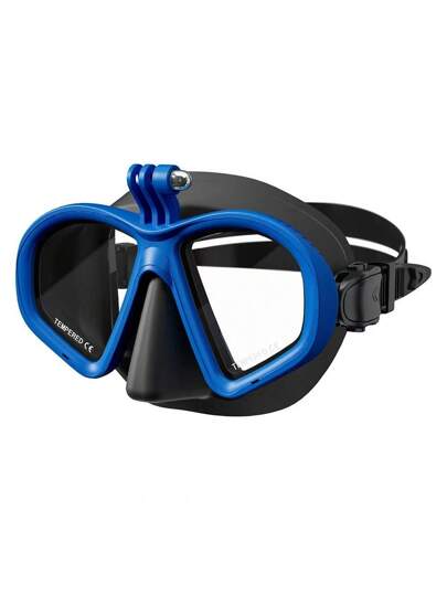 نظارة غوص للبالغين، نظارة غوص مع حامل كاميرا، معدات غوص و تزنير مع حماية متكاملة للأنف، قناع غوص سيليكون، نظارة غوص احترافية بزاوية رؤية 180 درجة من زجاج مقوى عالي الدقة مع حماية للأنف متكاملة، زوج واحد