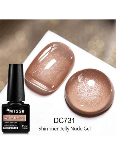 Mtssii قطعة واحدة ، لك 7 مل من طلاء أظافر جل لامع وبراق ، لك 7 مل من طلاء أظافر جل بني براق وبرّاق لفصل الصيف ، طلاء أظافر جل دائم نصفي يمكن نزعه بالنقع في الأشعة فوق البنفسجية أو LED ، منتجات مانيكير وزينة أظافر لصالونات التجميل والاستخدام المنزلي