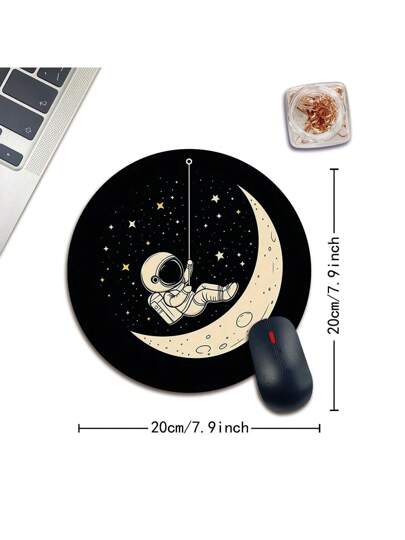 1 قطعة وسادة ماوس دائرية بتصميم جميل للرائد الفضائي والقمر مع قاعدة مطاطية مانعة للانزلاق ، وسادة ماوس صغيرة مناسبة لأجهزة الكمبيوتر/أجهزة الكمبيوتر المحمولة اللاسلكية، اكسسوارات مكتبية