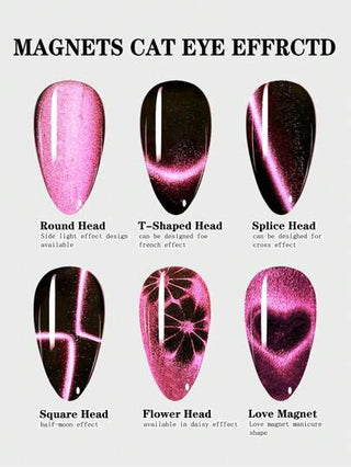 أداة مغناطيسية متعددة الوظائف قوية 6 في 1 ، عدة أظافر متنوعة لتصميم العيون القطة بالجل والأثر اللامع والمانيكير السحري