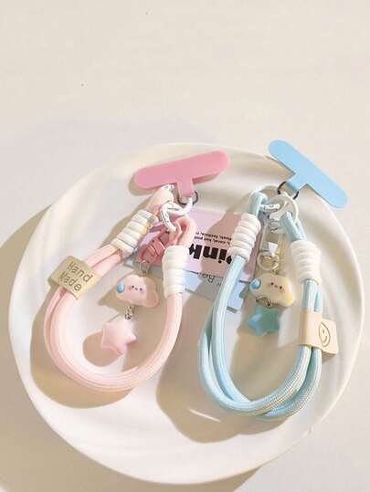 قطعة واحدة تميمة شخصية من الألوان السكرية في شكل سحابة وكوكب - سلسلة وطوق لهاتف محمول مصنوعة من النايلون كهدية لأم، العائلة، الأصدقاء، عيد الميلاد، العطلات، سلسلة هاتف