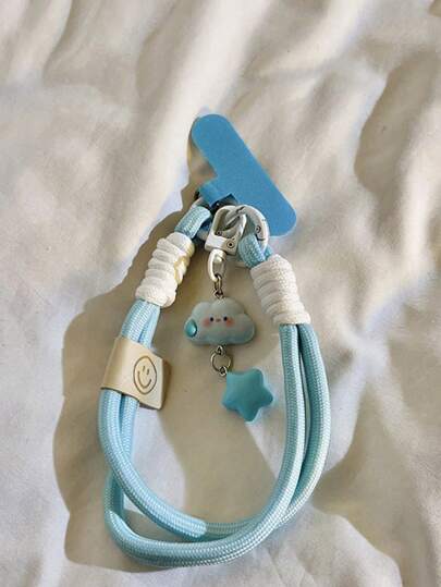 قطعة واحدة تميمة شخصية من الألوان السكرية في شكل سحابة وكوكب - سلسلة وطوق لهاتف محمول مصنوعة من النايلون كهدية لأم، العائلة، الأصدقاء، عيد الميلاد، العطلات، سلسلة هاتف