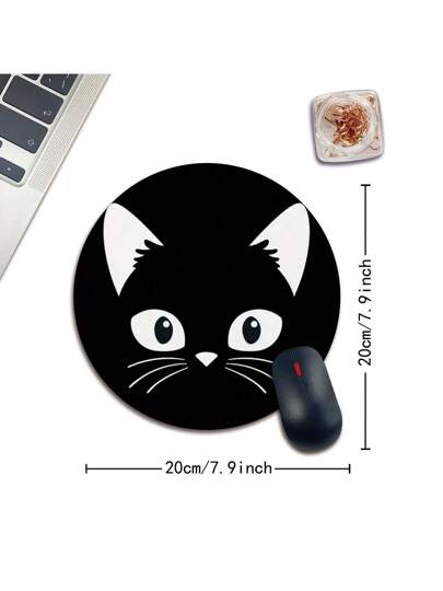 وسادة فأرة مكتبية بشكل مبتسم وتعبير قطة مضحك قطعة واحدة، وسادة فأرة مكتبية دائرية مع قاعدة مطاطية مانعة للانزلاق، وسادة فأرة محمولة وصغيرة للسفر للكمبيوتر اللاسلكي والكمبيوتر المحمول، اكسسوار مكتبي