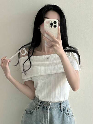 DAZY تي شيرت نسائي أنيق أكمام قصيرة بطبعة لون واحد مثبت بحمالات سباغيتي ،صيفي