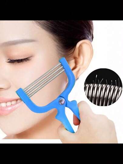 1 قطعة أداة إزالة الشعر الزائد من الوجه آلية بنابض يدوية، آلة للتشذيب والنتف والحلاقة الجمالية للنساء