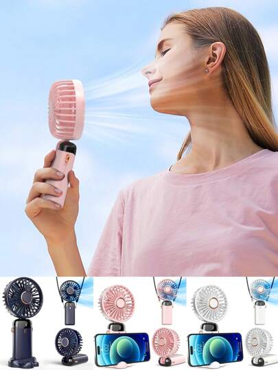 مروحة صغيرة محمولة بشاشة رقمية هادئة للمكتب وطلاب المدارس والجامعات ومشحونة عبر منافذ USB للاستخدام الخارجي، مروحة محمولة لليد والرقبة والمكتب من 3 أنواع، قابلة للطي 90 درجة مع قاعدة، 5 سرعات وخفيفة الوزن مناسبة للنساء