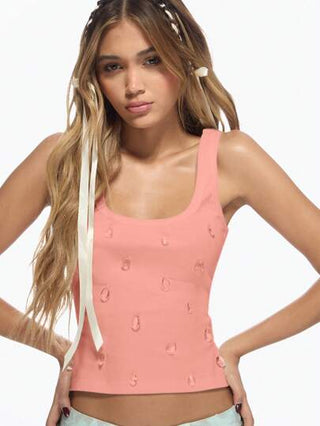 MISSGUIDED خزان عنق مدبب مزين بالكريستال ذو تموجات للصيف، ملابس علوية كامي لحفلات الموسيقى و الأندية ، طراز Y2K ، قطعة بلا أكمام برقبة مدببة مناسبة