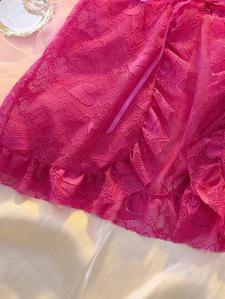 لانجيري حريمي DelicateAllure امرأة قطعتان من ملابس النوم الشفافة والمزينة بالدانتيل بدون سلك، ملابس داخلية مثيرة لعيد الحب