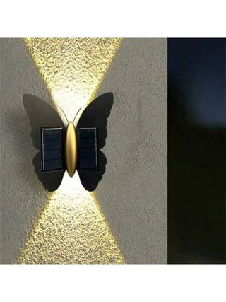 1 قطعة ضوء حائطي على الطراز الحديث بتصميم بسيط بشكل فراشة تعمل بالطاقة الشمسية ، لأضاءة الممرات والحدائق والشرفات والبلكونات والحدائق الخارجية