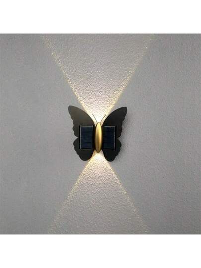 1 قطعة ضوء حائطي على الطراز الحديث بتصميم بسيط بشكل فراشة تعمل بالطاقة الشمسية ، لأضاءة الممرات والحدائق والشرفات والبلكونات والحدائق الخارجية