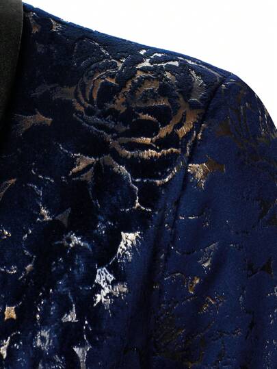 Manfinity AFTRDRK بدلة رجالية مكونة من جاكيت من القطيفة بياقة شالة ذو إغلاق فردي وبنطال