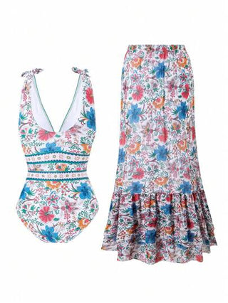 مايوه حريمي قطعة واحدة طقم بدلة سباحة وتنورة مزودة بتصميم مناسب للبحر لفصل الصيف، ثوب غطاء رائج على الشاطئ مستورد من الاتحاد الأوروبي/ الولايات المتحدة، تصميم محافظ يخفي منطقة البطن