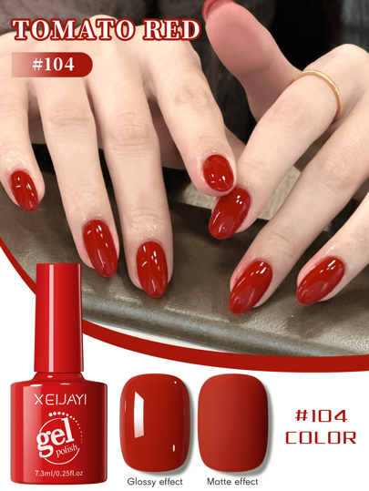 XEIJAYI 1 قطعة طلاء أظافر جل أحمر، لون جل طلاء الأظافر بدوام طويل، طلاء أظافر جل لاصق تحت الأشعة الفوق البنفسجية/الصمام، لتزيين الأظافر هدية للنساء للربيع