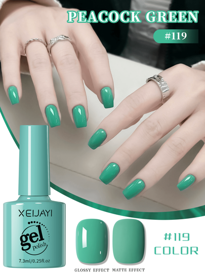 XEIJAYI 1 قطعة طلاء أظافر جل أخضر، طلاء أظافر جل طويل الأمد للاستخدام في المنزل وصالون الأظافر، هدية للنساء للربيع