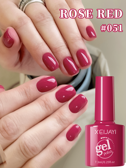 XEIJAYI 1 قطعة من طلاء الأظافر جيل الورد الأحمر ، طلاء أظافر جيل دائم ، طلاء أظافر جيل لآشعة ال- LED/UV ، مانيكير منزلي هدية للنساء للربيع